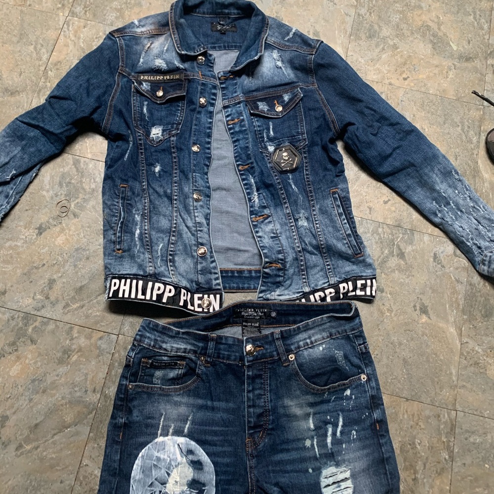 Phillip Plein denim jacket and pants